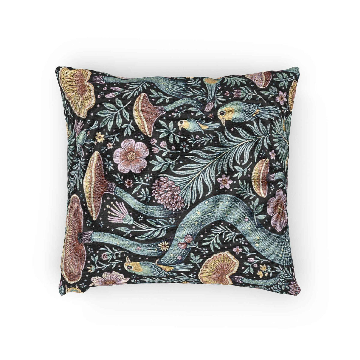 Oreiller décoratif tissé en tapisserie Champignon et Fougère