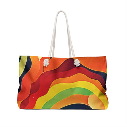 Sac de voyage « Vague Arc-en-ciel Abstraite Rétro » | Grand sac fourre-tout coloré