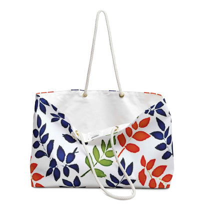 Sac de voyage à motif de feuilles colorées | Feuilles rouges, vertes, bleu marine, Grand sac cabas