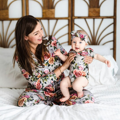 Ladies’ Bamboo Long Sleeve Button-Up Lounge Set | Palm Fronds
