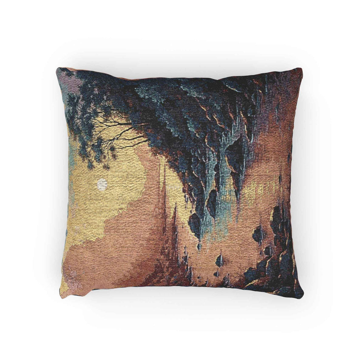 Coussin tissé Sunset Cove | coussin décoratif tapisserie paysage côtier