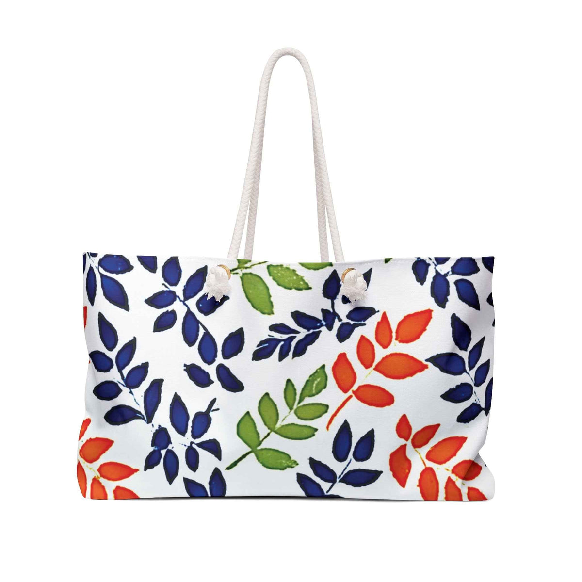 Sac de voyage à motif de feuilles colorées | Feuilles rouges, vertes, bleu marine, Grand sac cabas