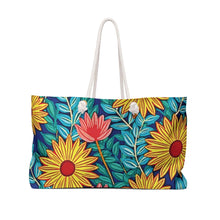 Sac de week-end floral tournesol | Sac fourre-tout botanique lumineux | Grand sac fourre-tout | sac de maman de tous les jours | sac de maman nomade