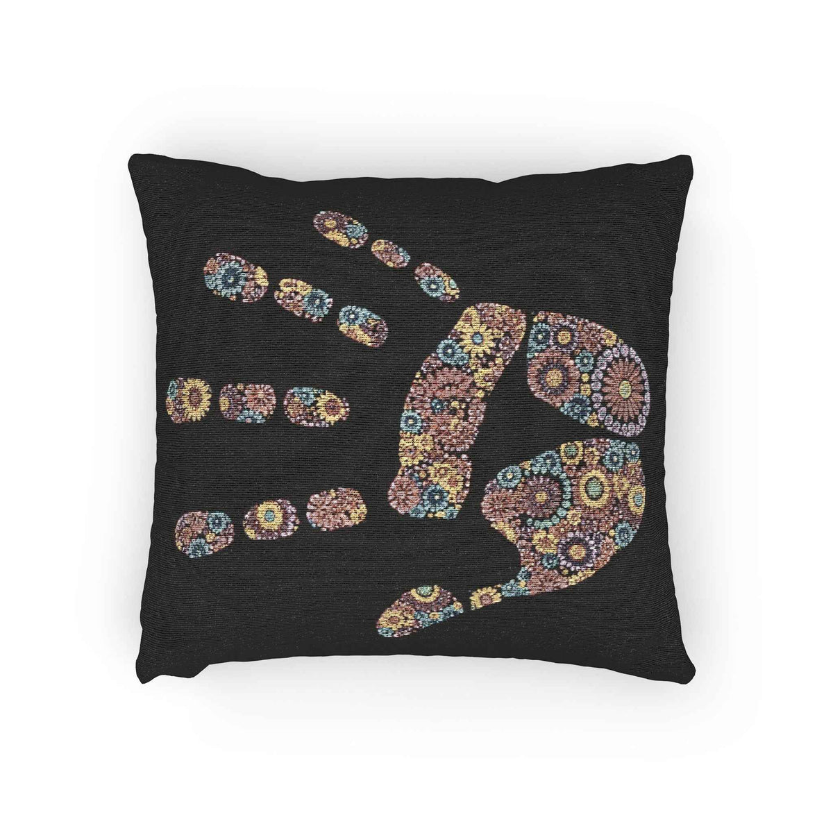 Oreiller tissé empreinte de main mosaïque | Coussin décoratif géométrique coloré