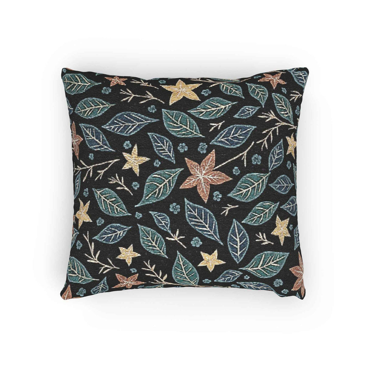 Oreiller tissé à motif floral Starleaf | Feuilles de nuit botaniques