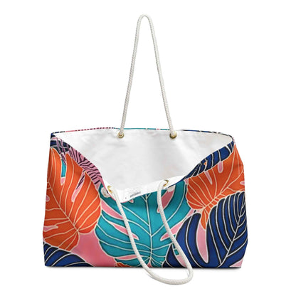 Sac de voyage grandes feuilles de Monstera tropicales | Grand sac fourre-tout imprimé palmiers colorés