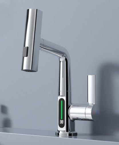 Robinet de lavabo extractible avec affichage numérique intelligent de la température et rotation