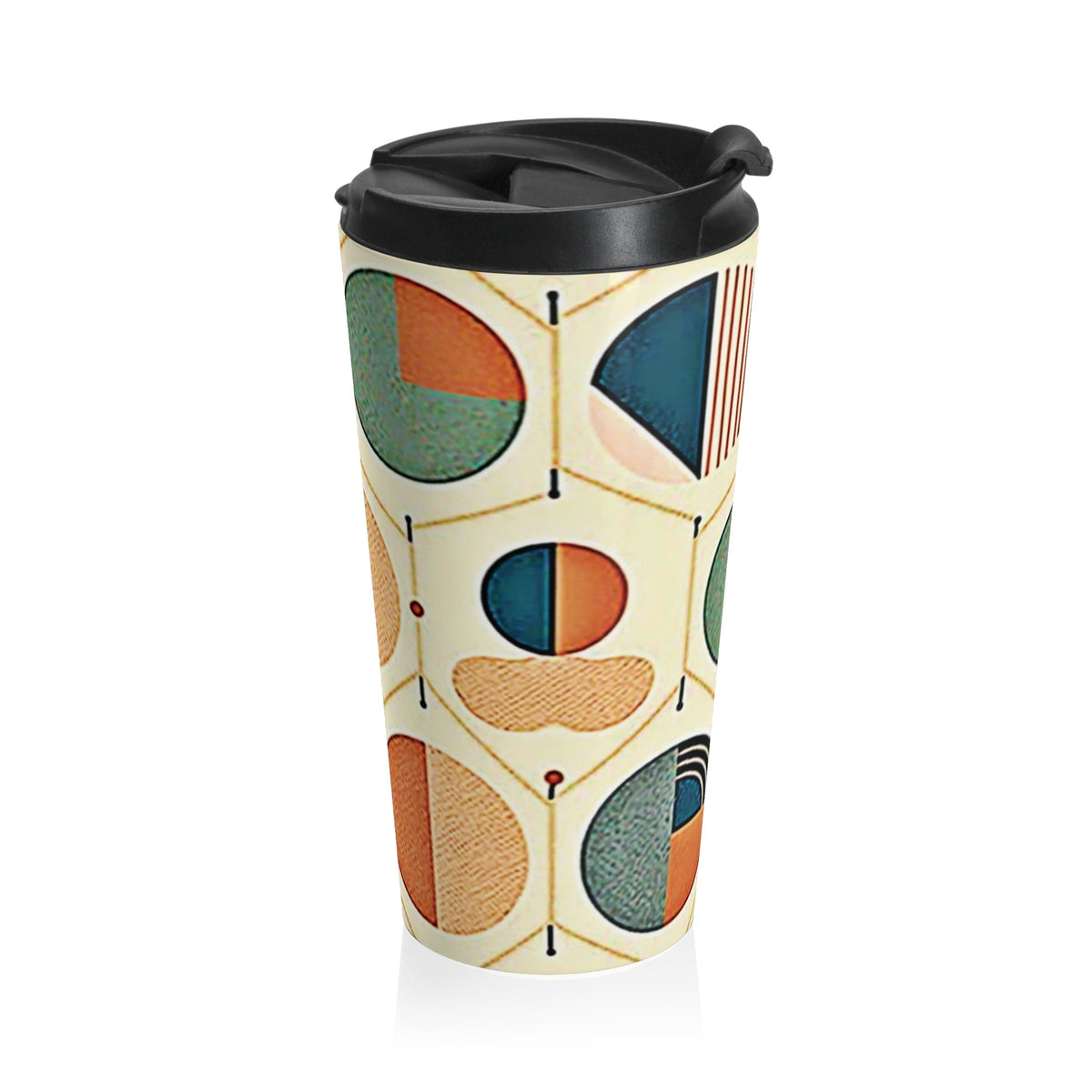 Mug de voyage à motif géométrique Mid-Century | Motif cercle rétro