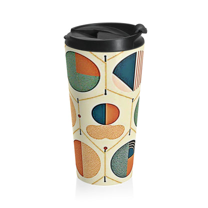 Mug de voyage à motif géométrique Mid-Century | Motif cercle rétro