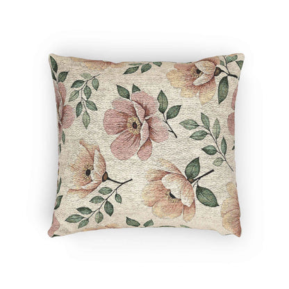 Élégant coussin tissé aquarelle – Accent floral luxueux pour salon