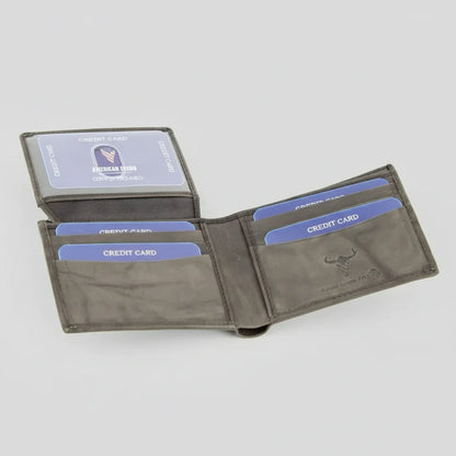 Portefeuille bifold homme RFID avec volet pour carte d'identité à gauche