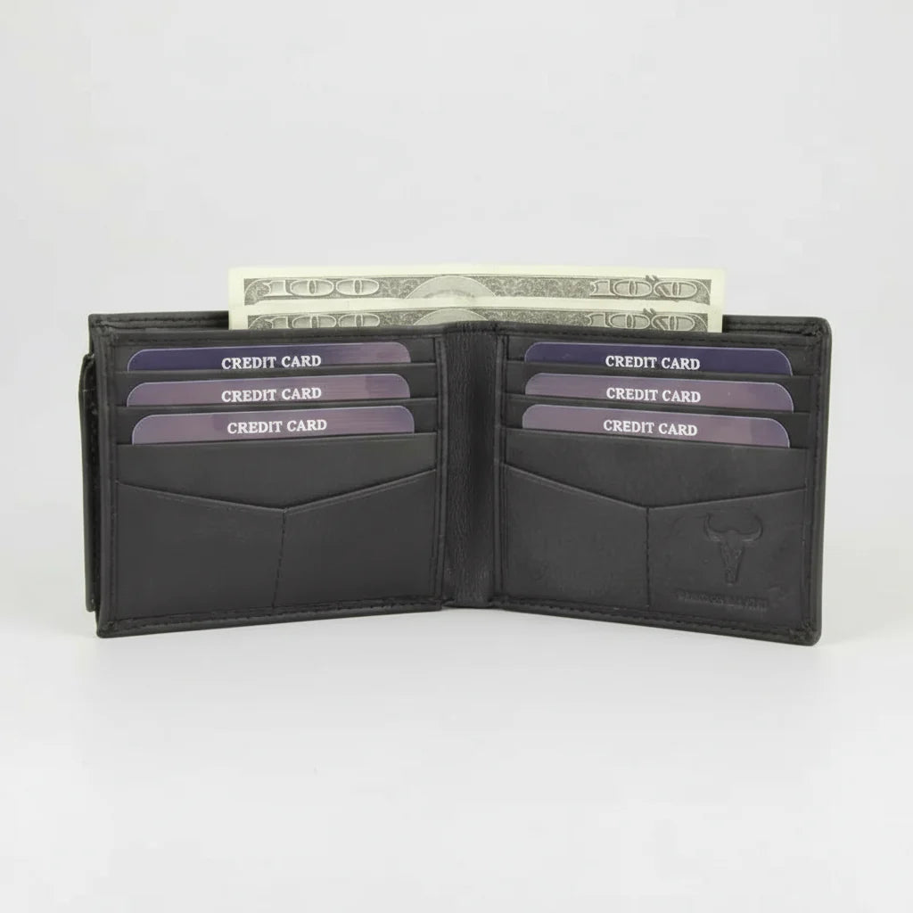 Portefeuille bifold homme RFID avec étui à cartes amovible