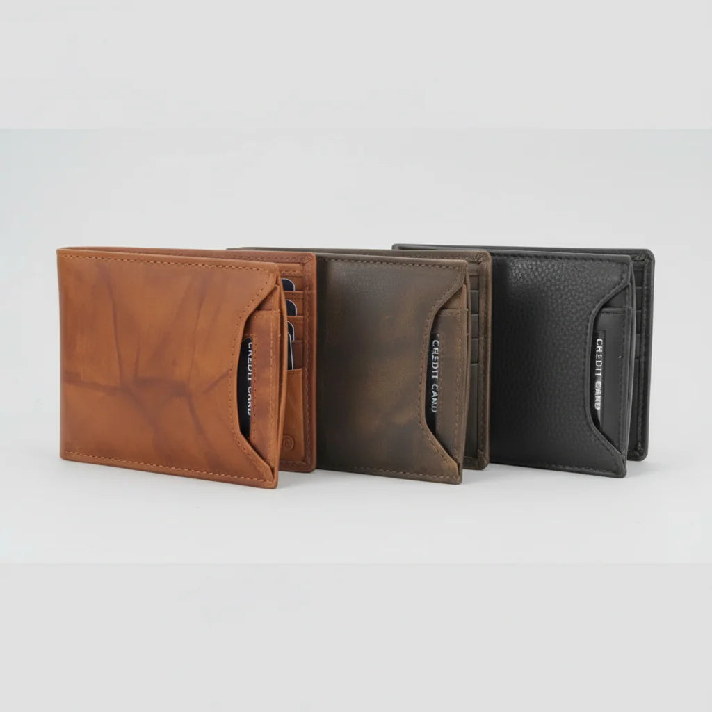 Portefeuille bifold homme RFID avec étui à cartes amovible