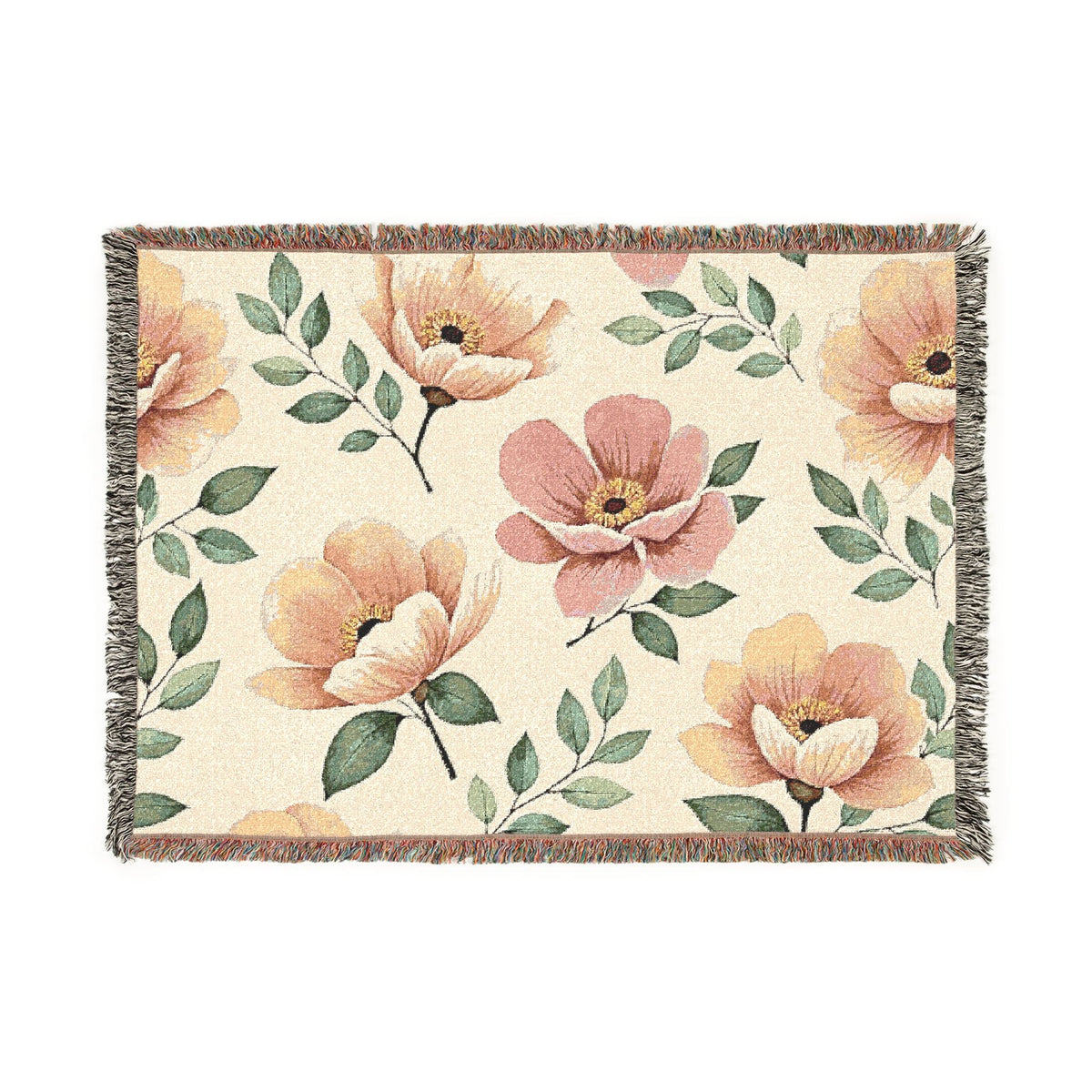 Couverture tissée florale — Plaid botanique vintage