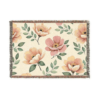 Couverture tissée florale — Plaid botanique vintage