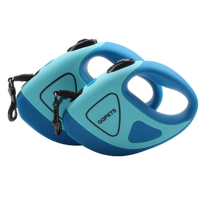 Laisse rétractable automatique en fibre pour chien de compagnie avec éclairage LED de sécurité nocturne et corde extensible automatique pour chien, fournitures pour animaux de compagnie