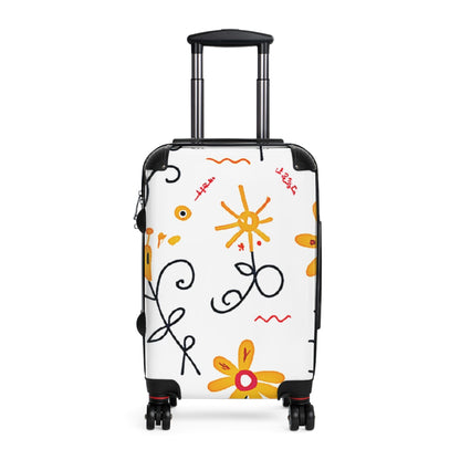 Valise Doodle Florale – Bagage Cabine à Motif de Fleurs Jaunes