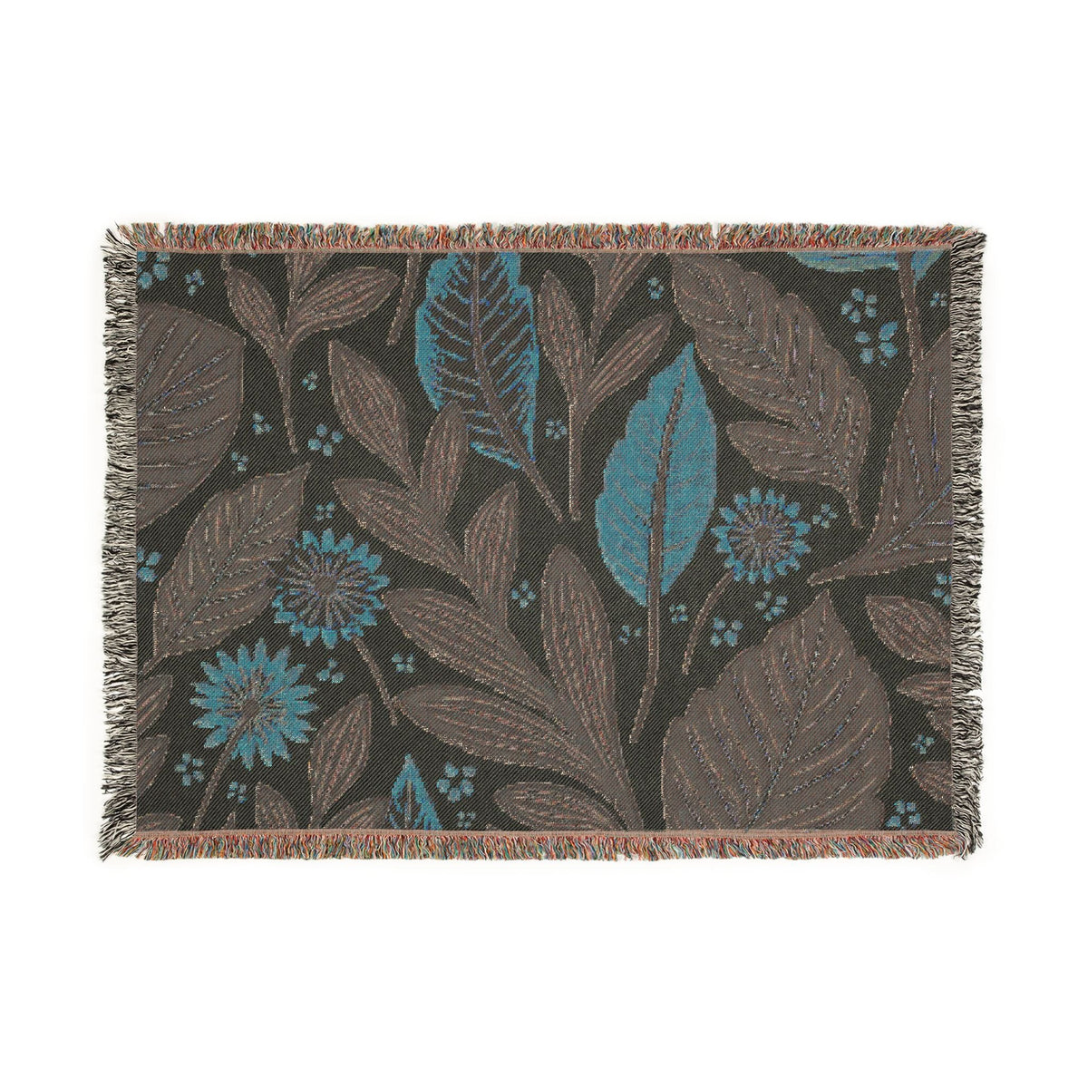 Couverture tissée à motif de feuilles botaniques — Jeté floral réversible pour le salon et la chambre à coucher