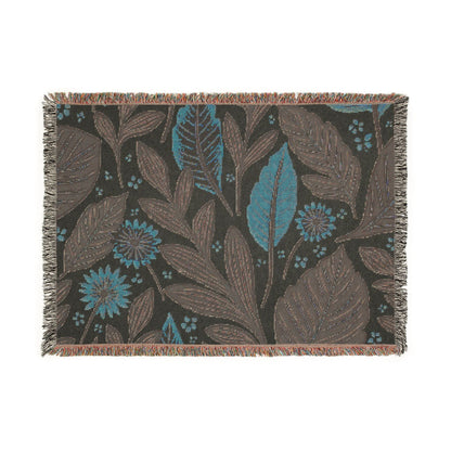 Couverture tissée à motif de feuilles botaniques — Jeté floral réversible pour le salon et la chambre à coucher