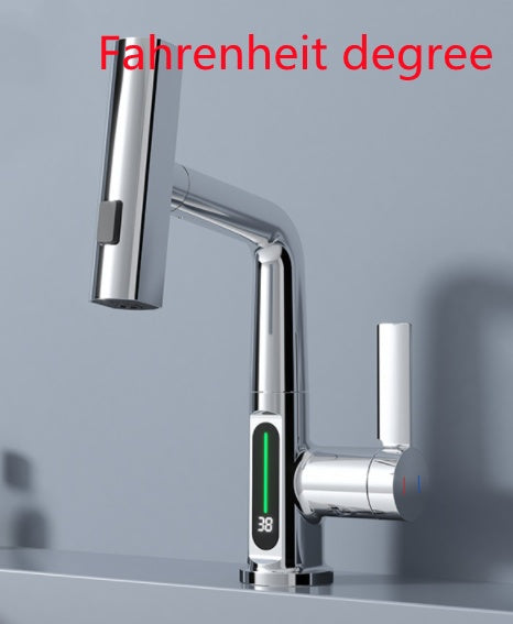 Robinet de lavabo extractible avec affichage numérique intelligent de la température et rotation