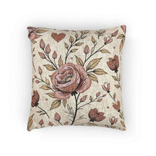 Oreiller Rose Rose Vintage Tissé | Coussin Tapisserie Florale, Décor Cottagecore