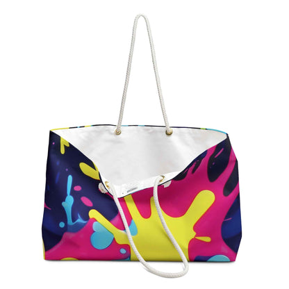 Sac de voyage Weekender néon éclaboussures de peinture | Fourre-tout de voyage coloré | Sac cabas pour maman débordée