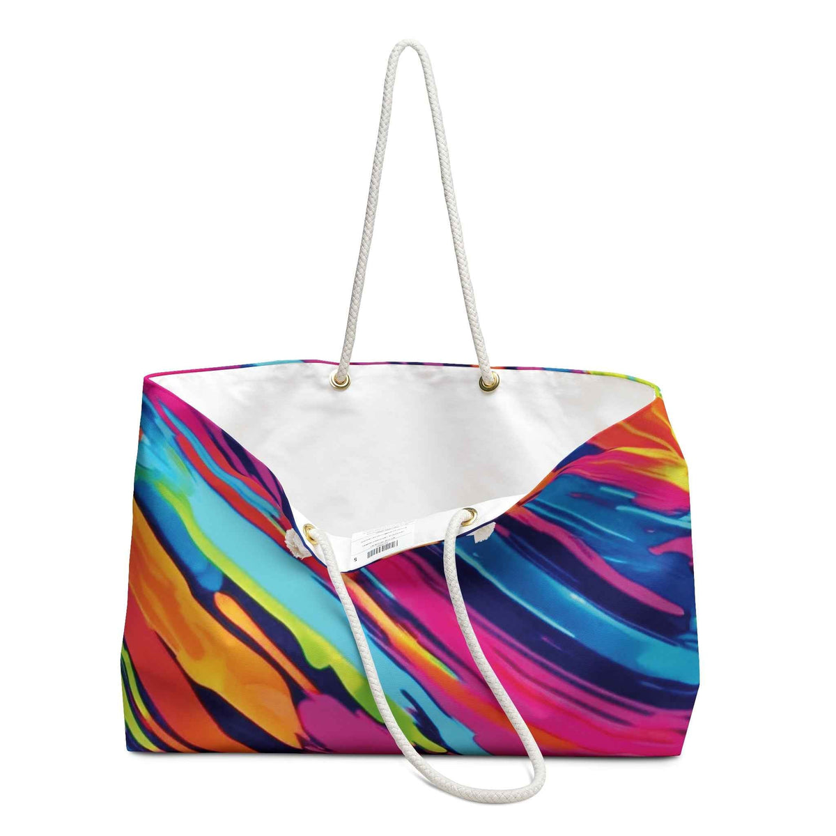 Sac de voyage abstrait avec motif de peinture fluo | Fourre-tout de voyage coloré | Grand sac fourre-tout