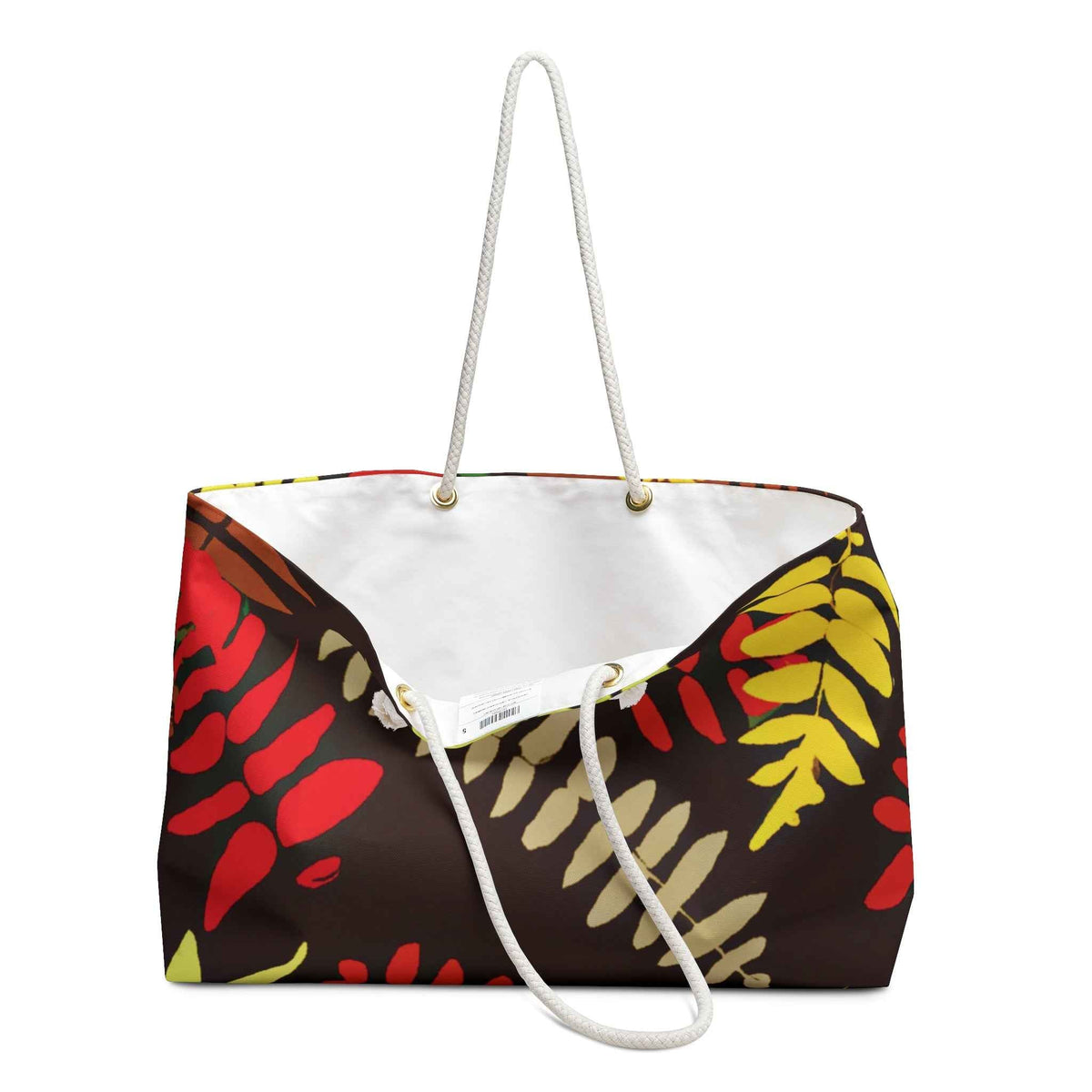 Sac de voyage à motif de fougère d'automne | Grand cabas à feuilles d'automne