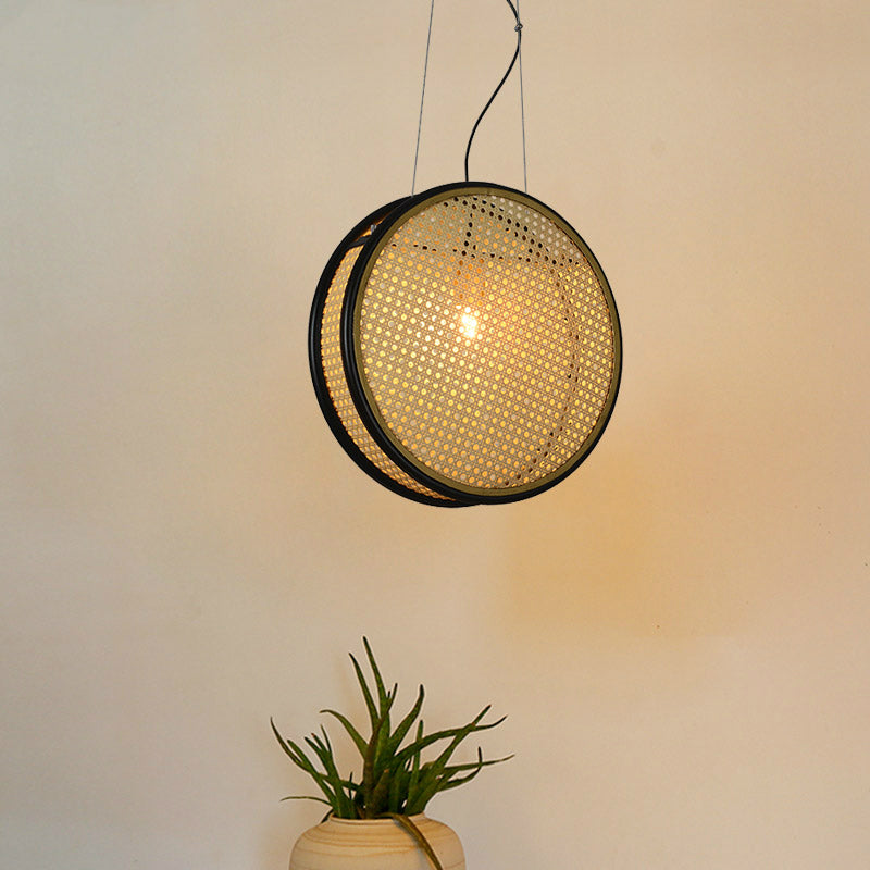 Rattan Pendant Chandelier – Handwoven Retro Bamboo Hanging Lamp for Restaurant, Dining Room & Living Room