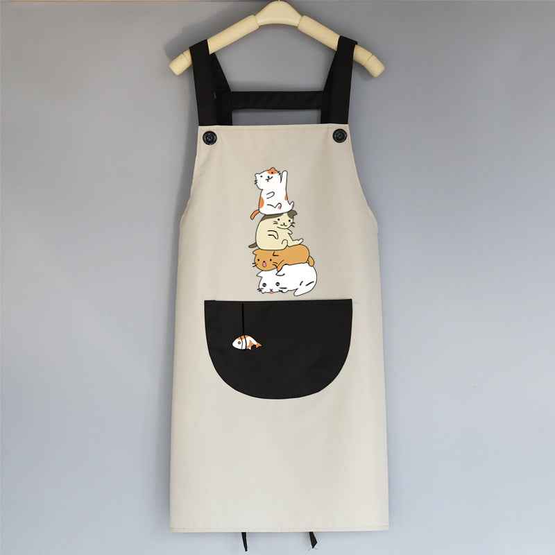 Tablier de cuisine coréen mignon pour femme adulte, résistant à l'eau et à l'huile.
