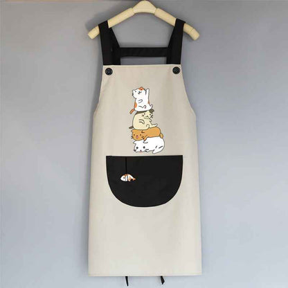 Tablier de cuisine coréen mignon pour femme adulte, résistant à l'eau et à l'huile.