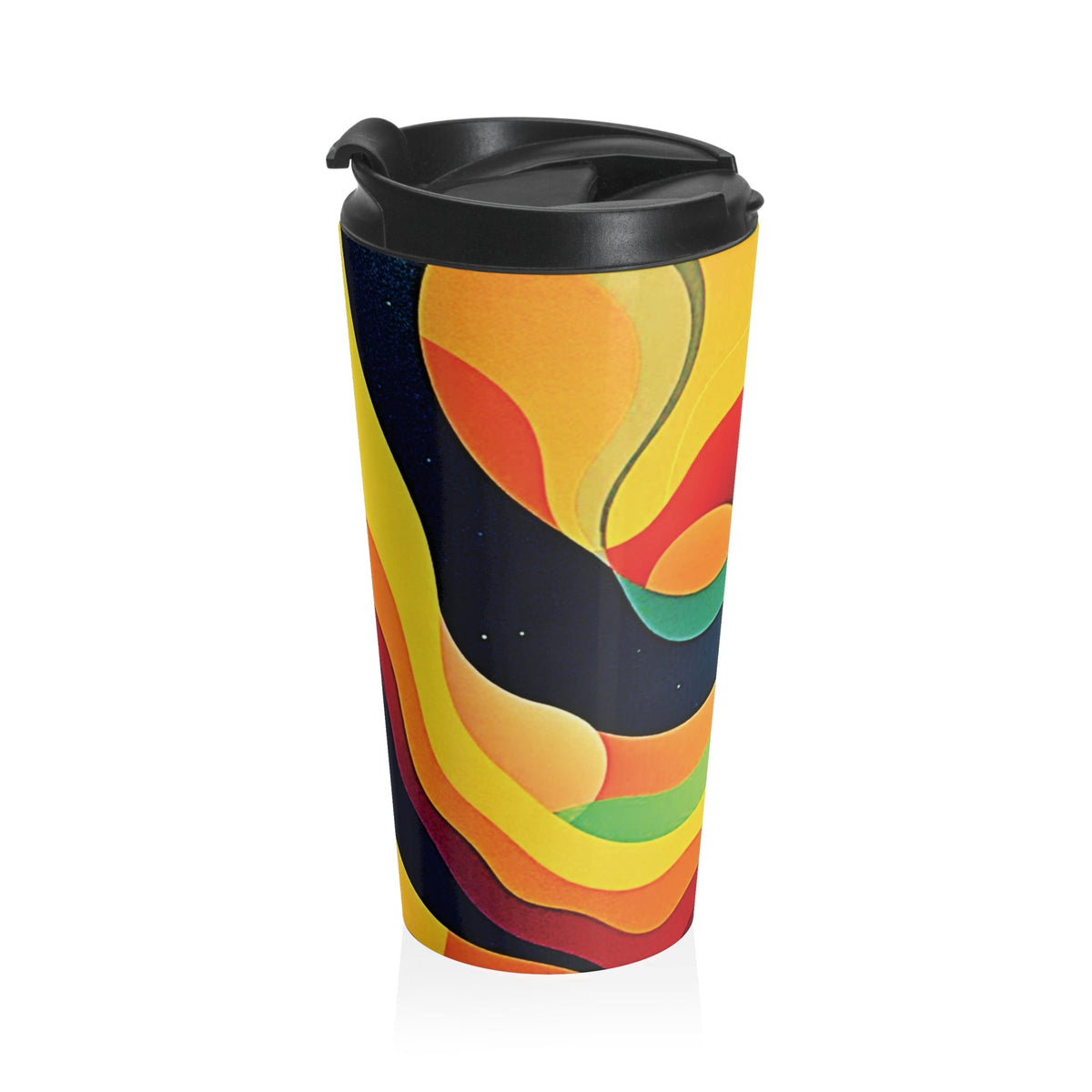 Mug de voyage rétro abstrait en acier inoxydable — Motif vague psychédélique coloré