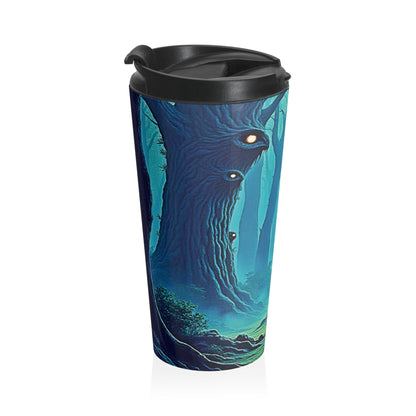 Mug de voyage — Forêt mystique avec esprits des arbres cachés Gobelet isotherme en acier inoxydable
