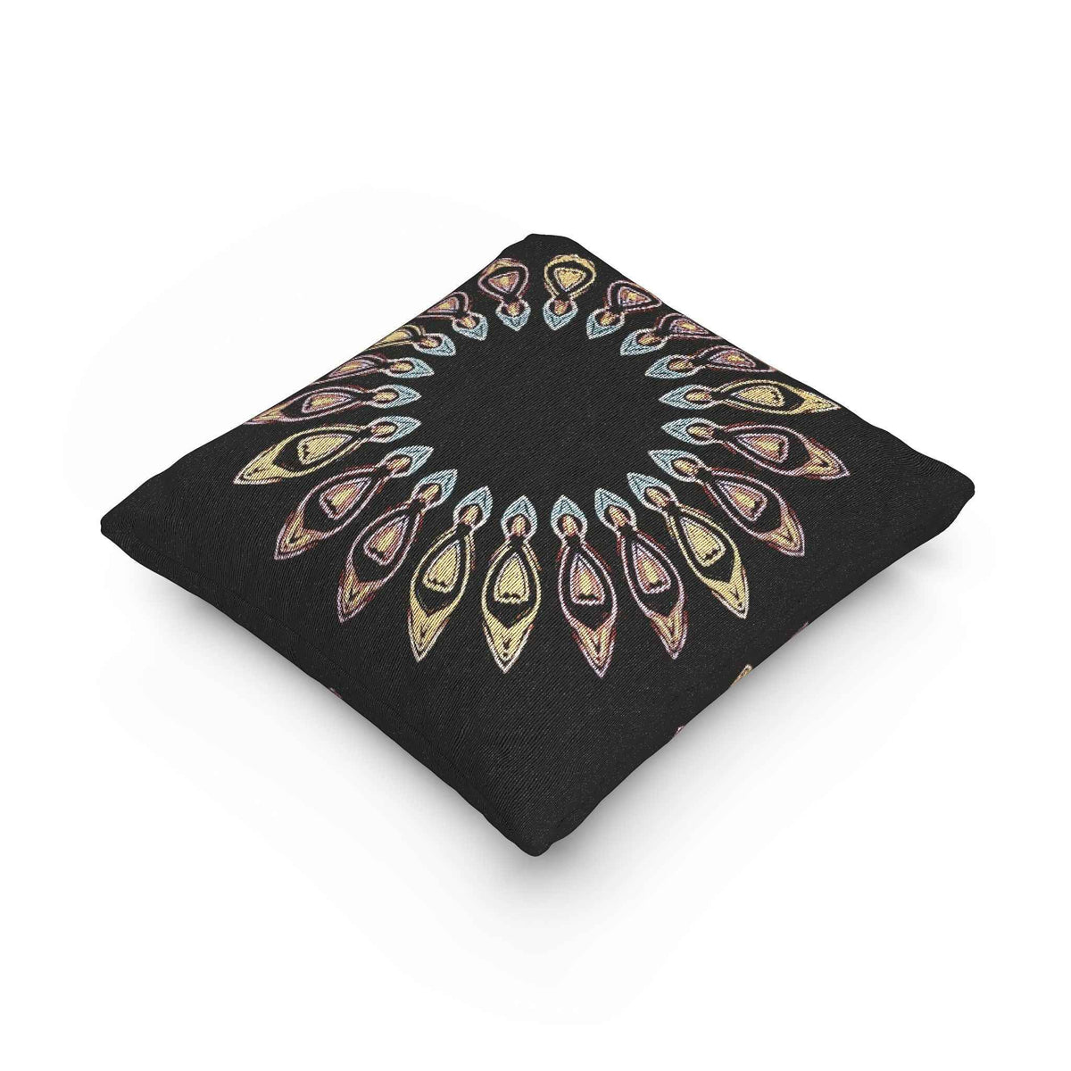 Oreiller tissé à motif géométrique | Coussin décoratif