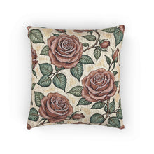 Vintage Rose Tapestry Woven Pillow | Floral Throw Pillow, Cottagecore Decor