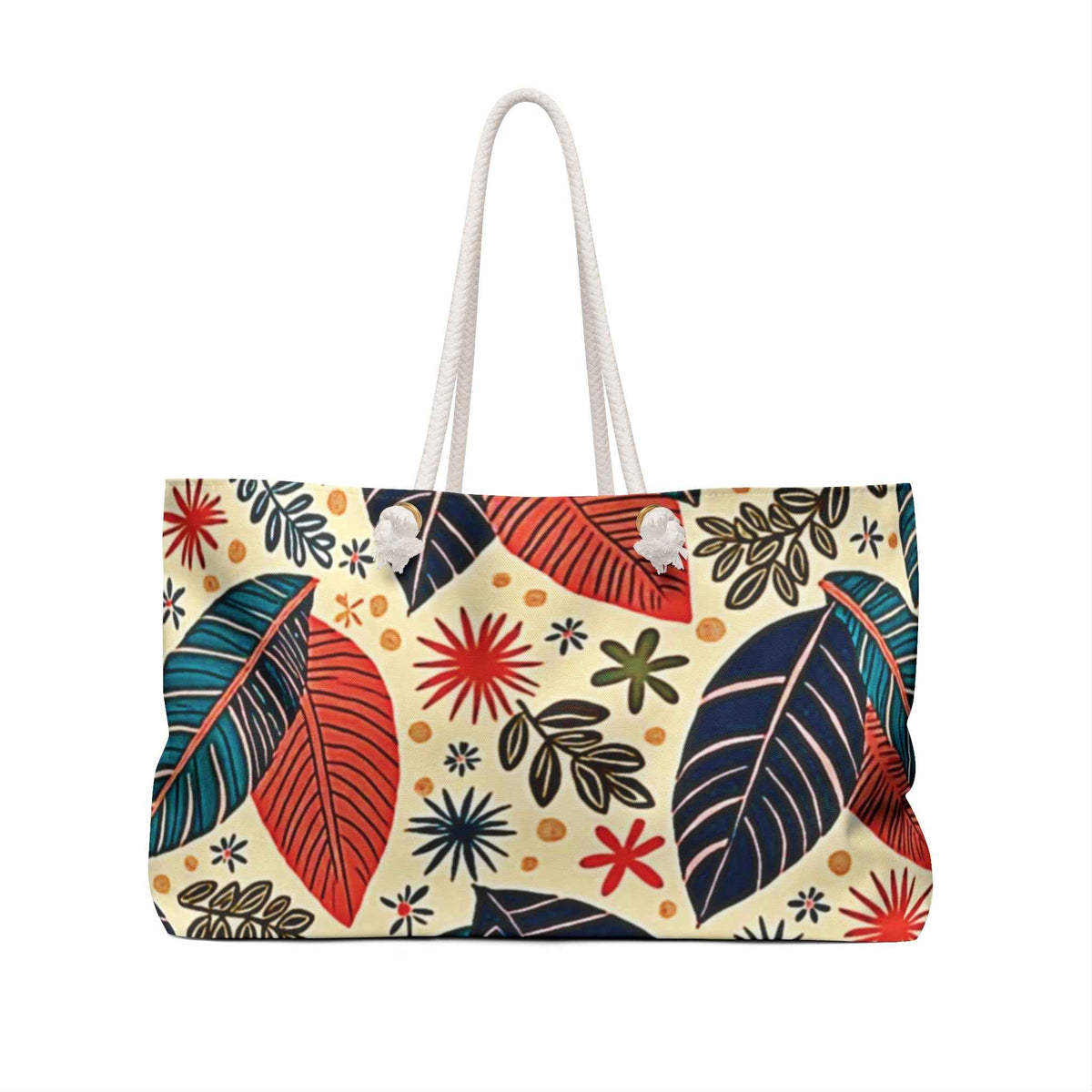Sac de voyage Feuilles Tropicales Colorées | Grand Sac Fourre-tout Feuilles Florales pour Mamans Occupées