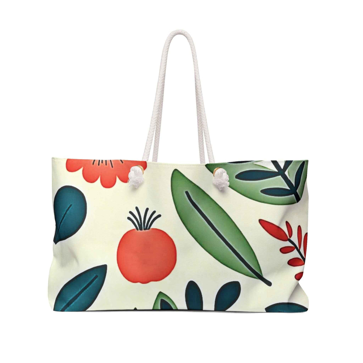 Sac de Voyage Grand Format à Motif Floral Botanique | Sac Fourre-tout Feuilles de Coquelicot | Mère Débordée | Sac de Plage et de Voyage pour Bébé