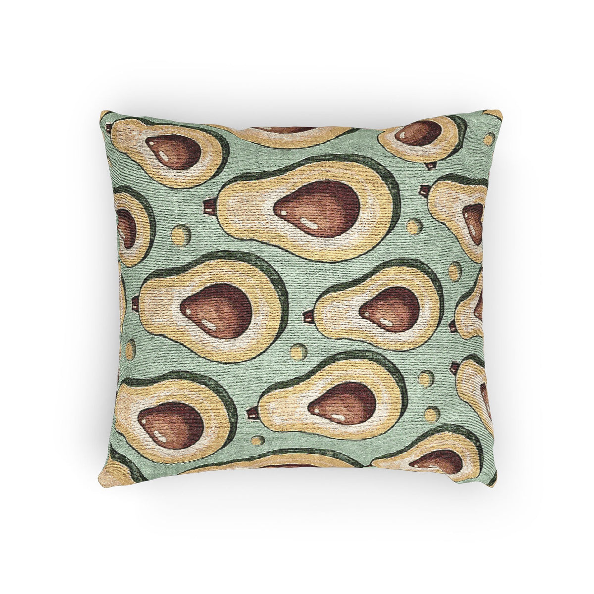 Oreiller tissé à motif d'avocat — Coussin décoratif rétro vert pour cuisine