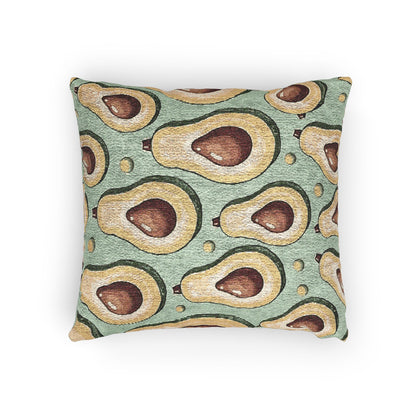 Oreiller tissé à motif d'avocat — Coussin décoratif rétro vert pour cuisine
