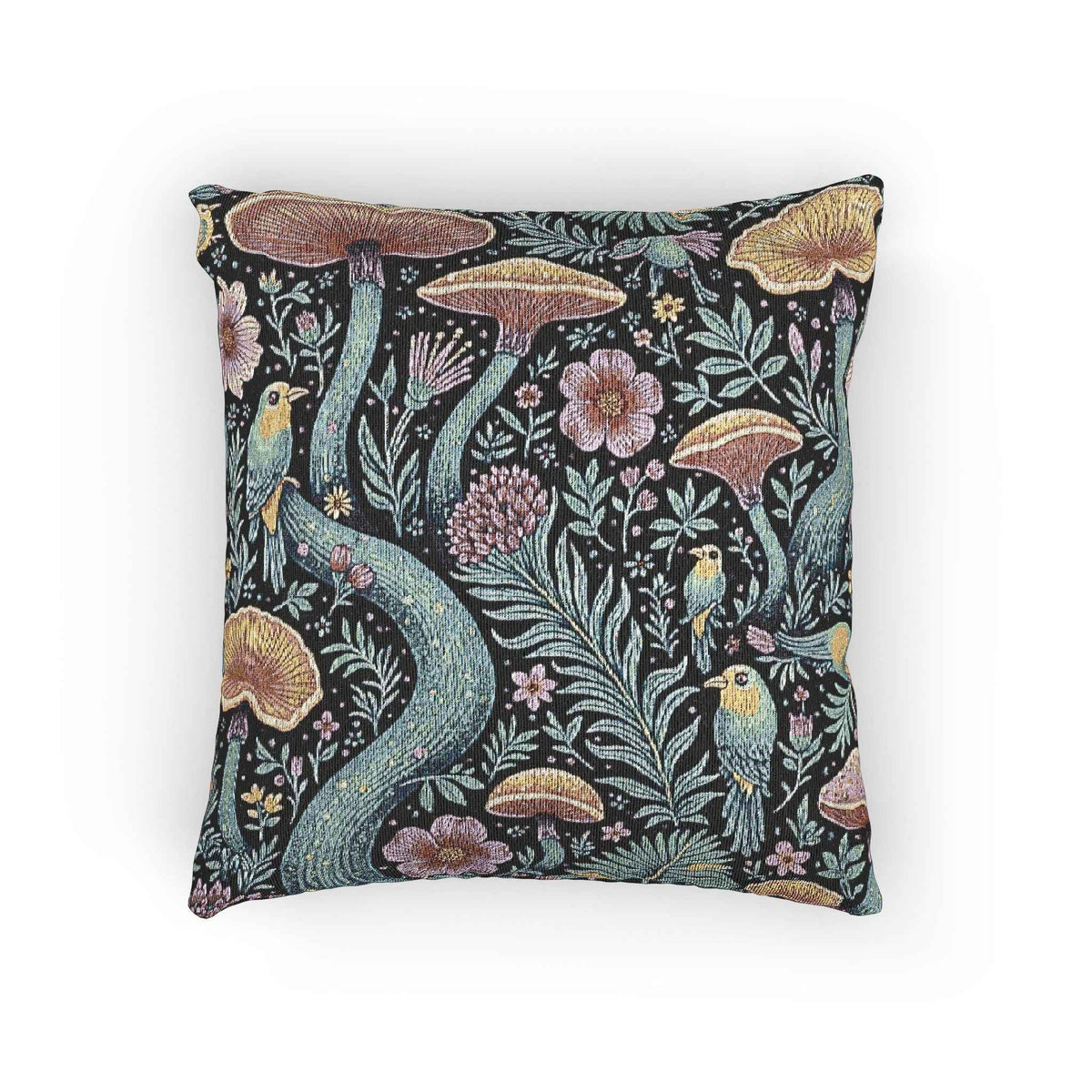 Oreiller décoratif tissé en tapisserie Champignon et Fougère