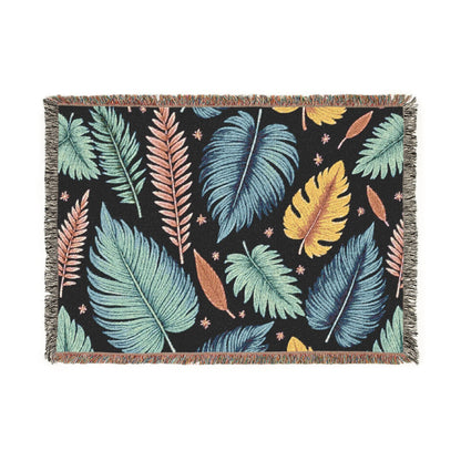 Couverture tissée « Feuilles à plumes »