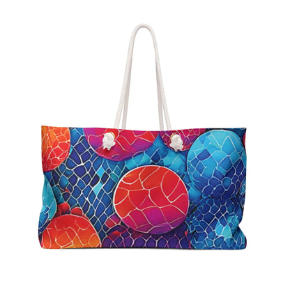 Sac de Week-end Bulles Mosaïque Vibrante | Grand Sac Cabas de Plage Coloré
