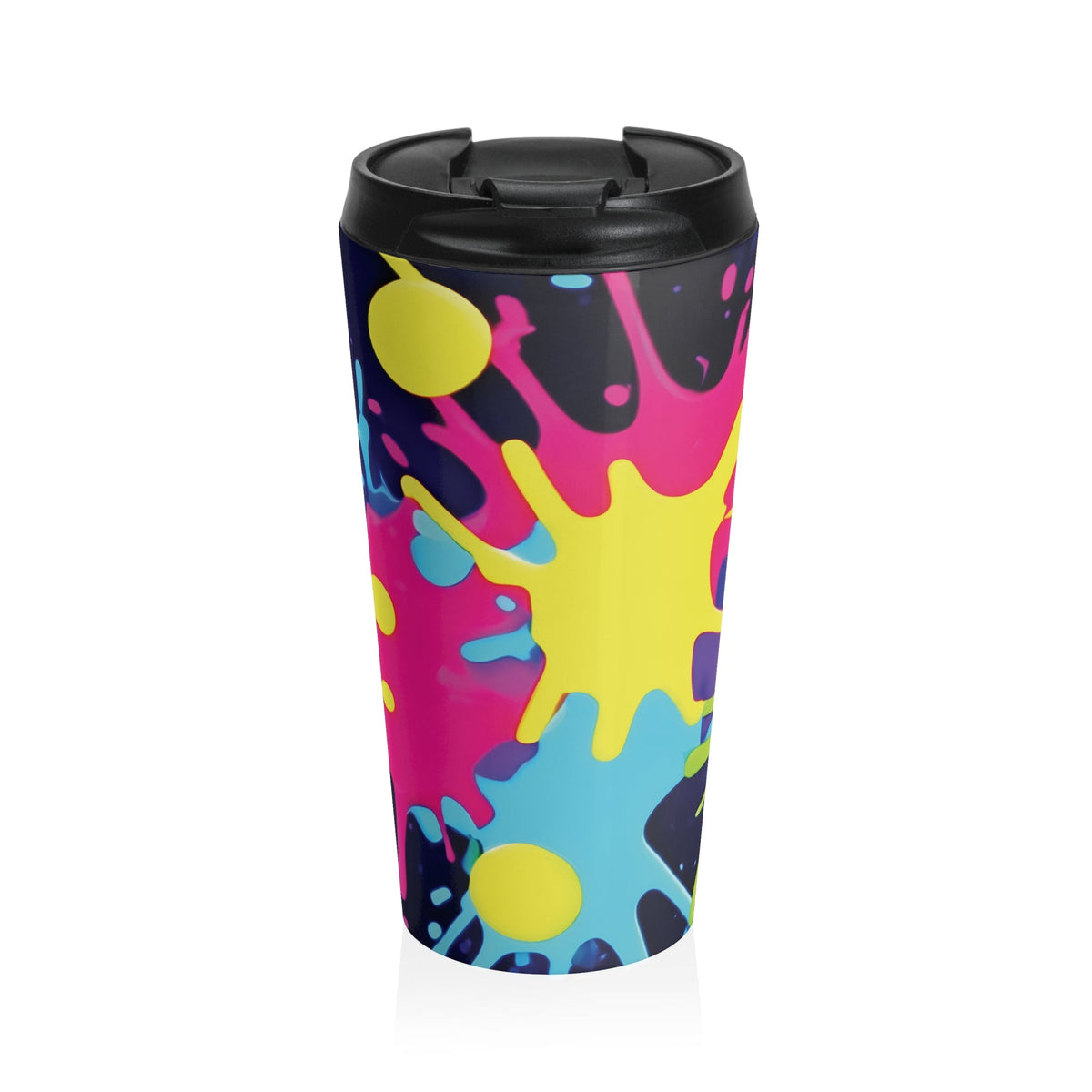 Mug de voyage en acier inoxydable avec éclaboussures de peinture néon | Éclaboussures colorées