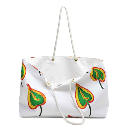 Sac de week-end Feuille Cœur Vert | Motif botanique peint à la main