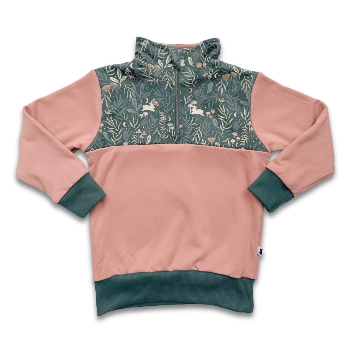 Kids' Bamboo Fleece Half-Zip | Sage With Outer Space