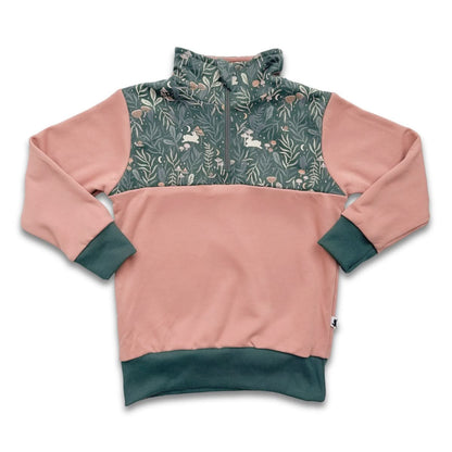 Kids' Bamboo Fleece Half-Zip | Ash With Night Sky