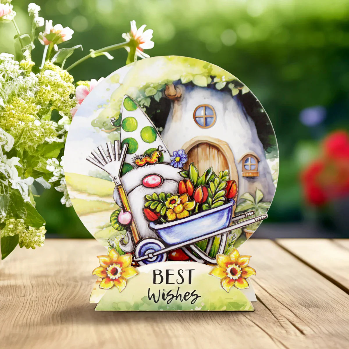 Kit de fabrication de cartes pop-up découpées pour nains de jardin