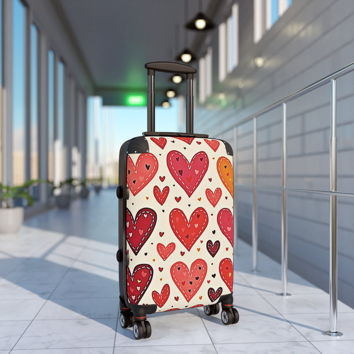 Valise cabine à motif cœur — Bagage de voyage Saint-Valentin rouge et orange