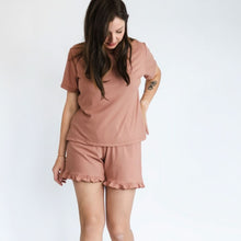 Ladies' Bamboo 2-Piece Short Sleeve Lounge Set | Terracotta Rib