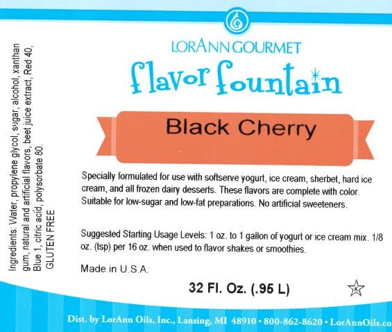 Black Cherry Flavor - 4 oz. - 32 oz. - Ice Cream and Beverage Flavors - LorAnn Oils - Canadian Distribution - Ships Free Within Canada on Orders Above CAD $199
